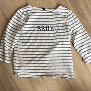 J. Crew Striped Bride Top - White and Gray